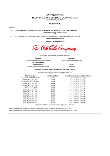 Thumbnail Coca-Cola 10-K Annual Report 2019