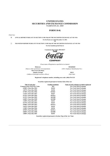 Thumbnail Coca-Cola 10-K Annual Report 2022