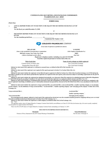 Thumbnail Colgate-Palmolive 10-K Annual Report 2018