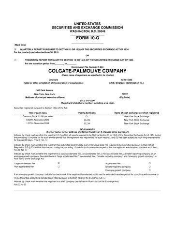 Thumbnail Colgate-Palmolive 10-Q Quarterly Report FY2019 
