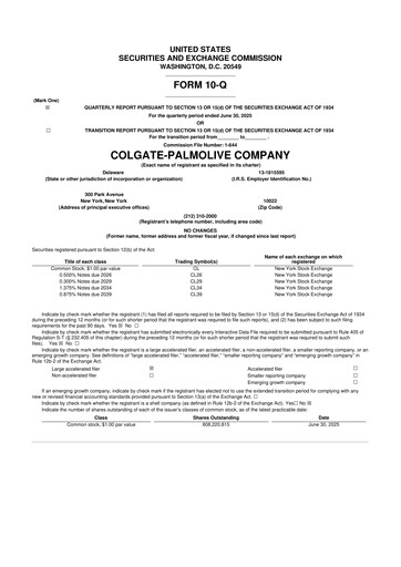 Thumbnail Colgate-Palmolive 10-Q Quarterly Report FY2025 