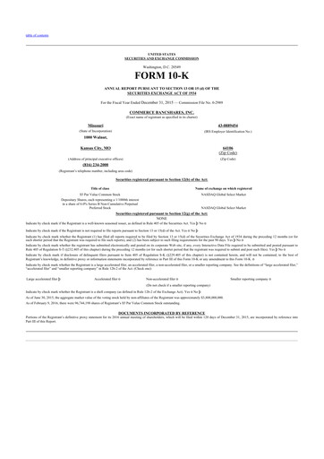 Thumbnail Commerce Bancshares
 10-K Annual Report 2015