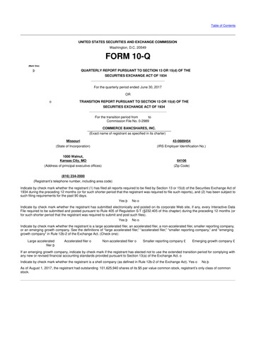 Thumbnail Commerce Bancshares
 10-Q Quarterly Report FY2017 