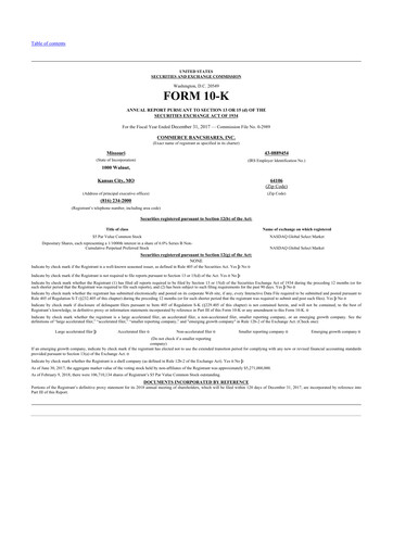 Thumbnail Commerce Bancshares
 10-K Annual Report 2017