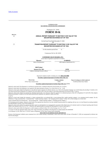 Thumbnail Commerce Bancshares
 10-K Annual Report 2020