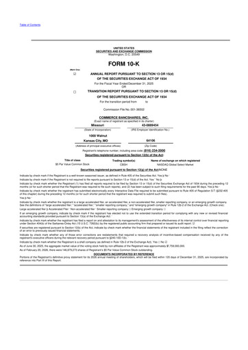 Thumbnail Commerce Bancshares
 10-K Annual Report 2025