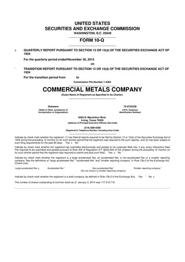 Thumbnail Commercial Metals Company 10-Q Quarterly Report FY2014 