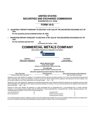 Thumbnail Commercial Metals Company 10-Q Quarterly Report FY2021 