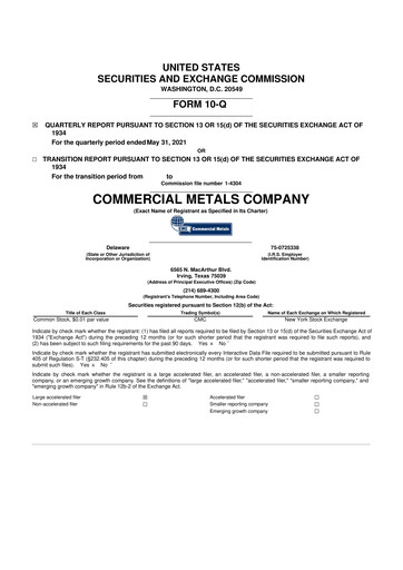 Thumbnail Commercial Metals Company 10-Q Quarterly Report FY2021 