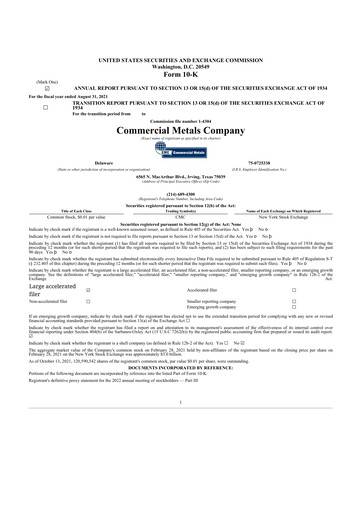Thumbnail Commercial Metals Company 10-K Annual Report 2021