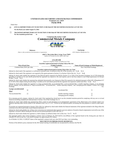 Thumbnail Commercial Metals Company 10-K Annual Report 2024