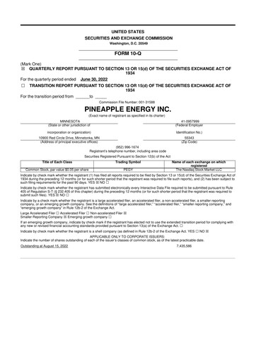 Miniature SUNation Energy Inc. 10-Q Rapport trimestriel 2022 