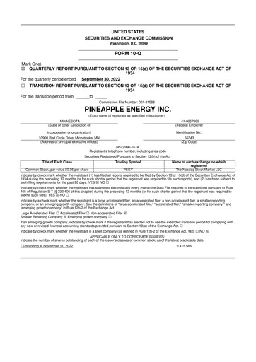 Miniature SUNation Energy Inc. 10-Q Rapport trimestriel 2022 
