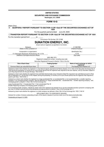 Miniature SUNation Energy Inc. 10-Q Rapport trimestriel 2025 