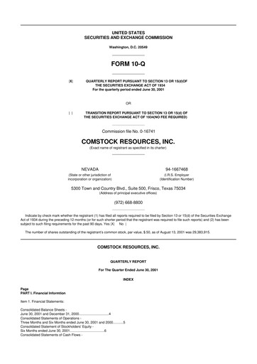 Thumbnail Comstock Resources 10-Q Quarterly Report FY 