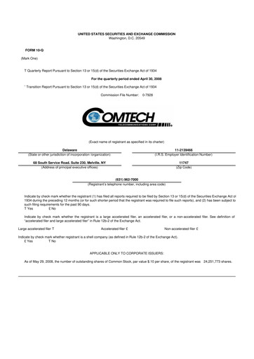 Vorschaubild Comtech Telecommunications 10-Q Quartalsbericht  