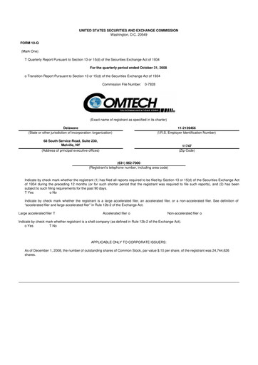 Vorschaubild Comtech Telecommunications 10-Q Quartalsbericht  