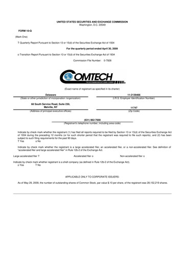 Vorschaubild Comtech Telecommunications 10-Q Quartalsbericht  