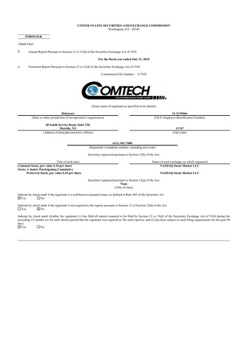 Thumbnail Comtech Telecommunications 10-K Annual Report 