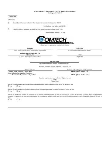 Thumbnail Comtech Telecommunications 10-K Annual Report 2011