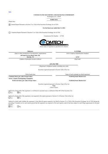 Thumbnail Comtech Telecommunications 10-K Annual Report 2012