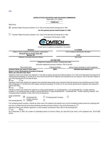 Vorschaubild Comtech Telecommunications 10-Q Quartalsbericht 2021 