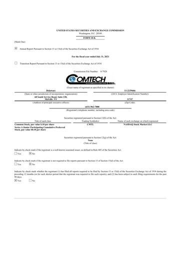 Thumbnail Comtech Telecommunications 10-K Annual Report 2021