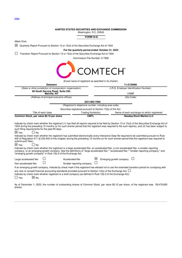 Vorschaubild Comtech Telecommunications 10-Q Quartalsbericht 2024 