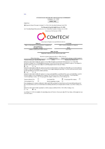 Vorschaubild Comtech Telecommunications 10-Q Quartalsbericht  