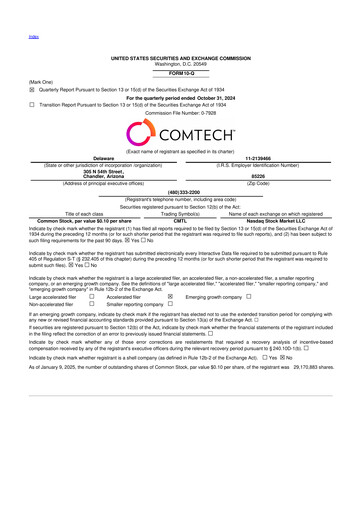 Vorschaubild Comtech Telecommunications 10-Q Quartalsbericht 2025 
