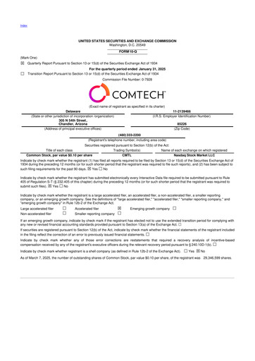 Vorschaubild Comtech Telecommunications 10-Q Quartalsbericht 2025 