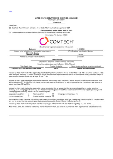Vorschaubild Comtech Telecommunications 10-Q Quartalsbericht 2025 