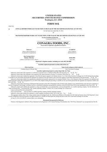 Thumbnail Conagra Brands
 10-K Annual Report 2014