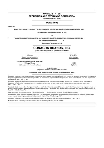 Thumbnail Conagra Brands
 10-Q Quarterly Report FY2019 