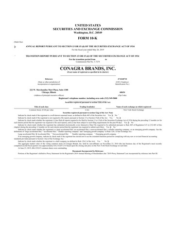 Thumbnail Conagra Brands
 10-K Annual Report 2019