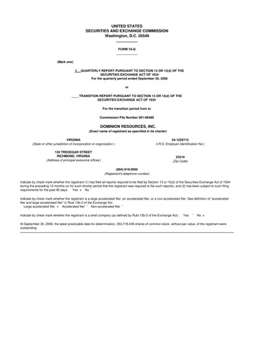 Vorschaubild Dominion Energy 10-Q Quartalsbericht  