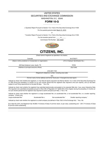 Thumbnail Citizens Inc 10-Q Quarterly Report FY 
