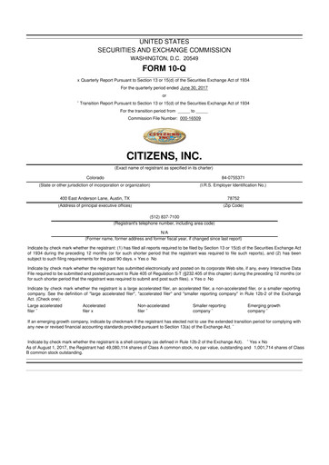 Thumbnail Citizens Inc 10-Q Quarterly Report FY 