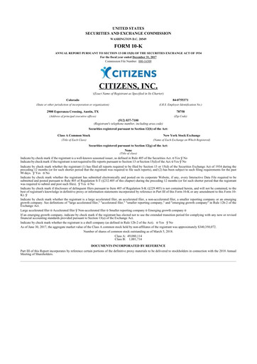 Thumbnail Citizens Inc 10-K Annual Report 2017