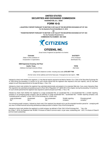 Thumbnail Citizens Inc 10-Q Quarterly Report FY 