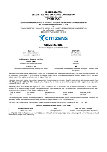 Thumbnail Citizens Inc 10-Q Quarterly Report FY 