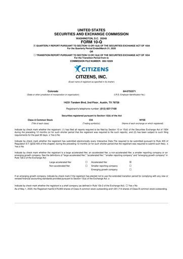 Thumbnail Citizens Inc 10-Q Quarterly Report FY 