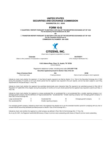 Thumbnail Citizens Inc 10-Q Quarterly Report FY 