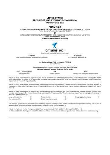 Thumbnail Citizens Inc 10-Q Quarterly Report FY 