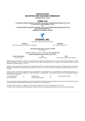 Thumbnail Citizens Inc 10-Q Quarterly Report FY 