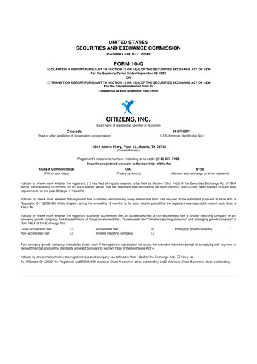 Thumbnail Citizens Inc 10-Q Quarterly Report FY 