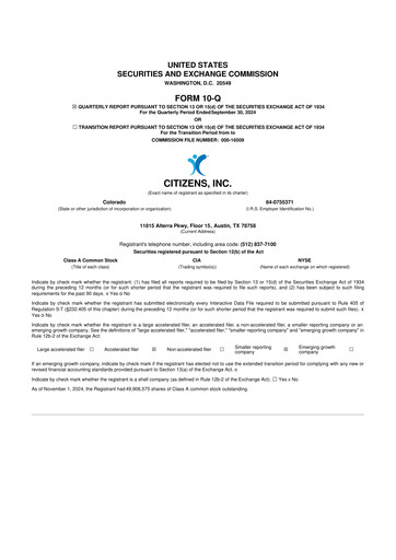 Thumbnail Citizens Inc 10-Q Quarterly Report FY 