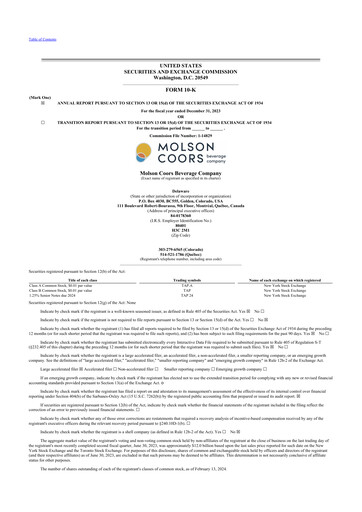 Thumbnail Molson Coors 10-K Annual Report 2023