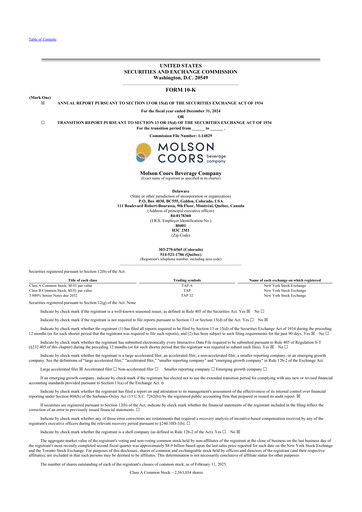 Thumbnail Molson Coors 10-K Annual Report 2024