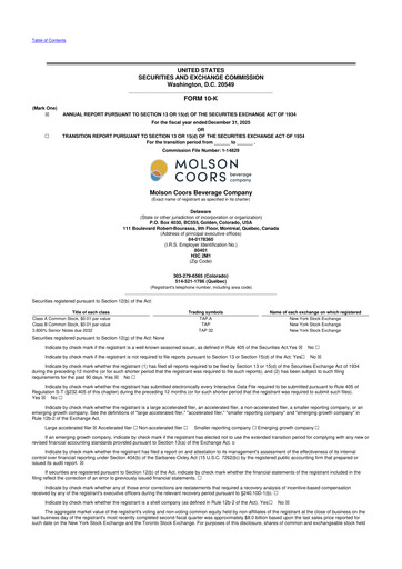 Thumbnail Molson Coors 10-K Annual Report 2025